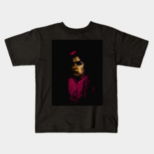 Beautiful girl, can be seen as man. Look like vampire, with slight blood near mouth. Kids T-Shirt